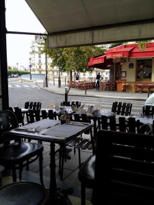 The Saint Regis on Ile Saint-Louis. A lovely little cafe with a view of Notre Dame